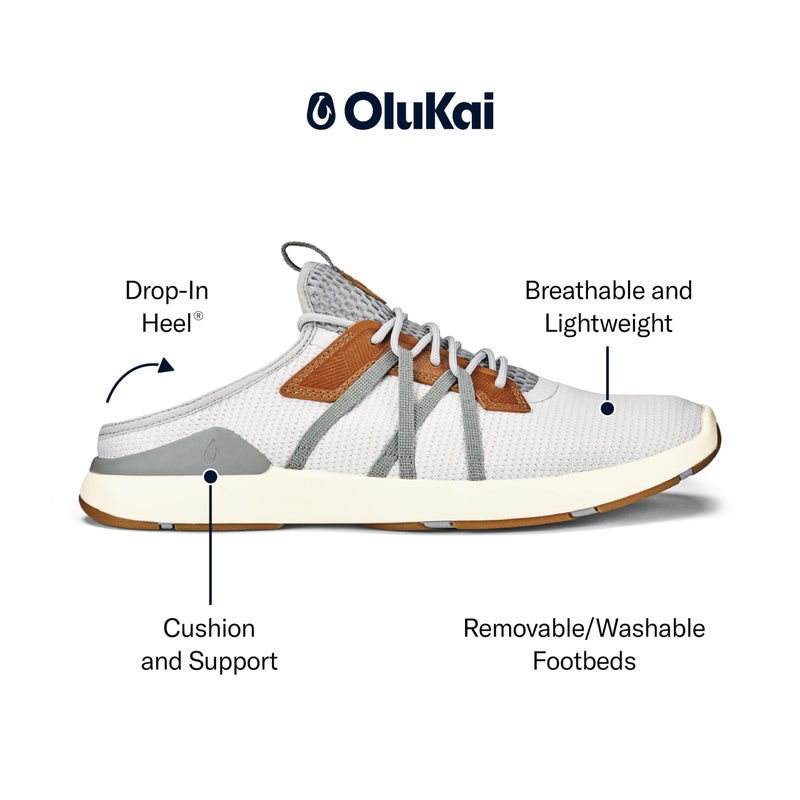 OLUKAI Mio Li Men's Everyday Athletic Shoes, Versatile & Casual Sneaker, Breathable & Comfortable Mesh, Cushioned Arch Support & Secure Fit, Mist Grey/Poi, 7 - Image 2